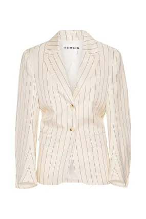 Drapy Striped Blazer - Egret Comb