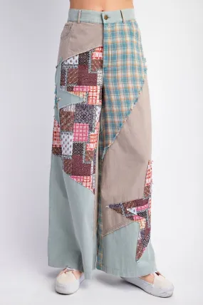 Easel Patchwork Mix N Match Washed Pants