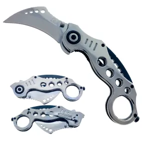 Falcon 7.5" Overall Chrome Spring Assisted Karambit Knife
