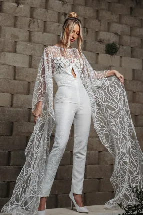 Fitted Jumpsuit with Cape Sleeves