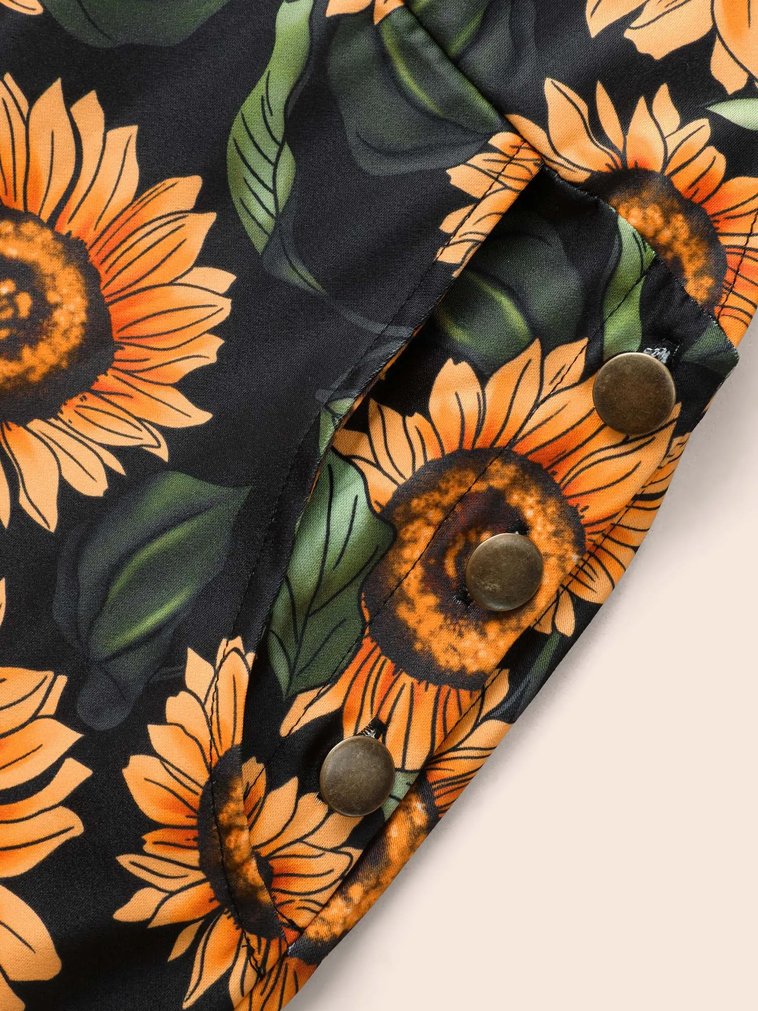 Floral Adjustable Straps Patched Pocket Overall Dress