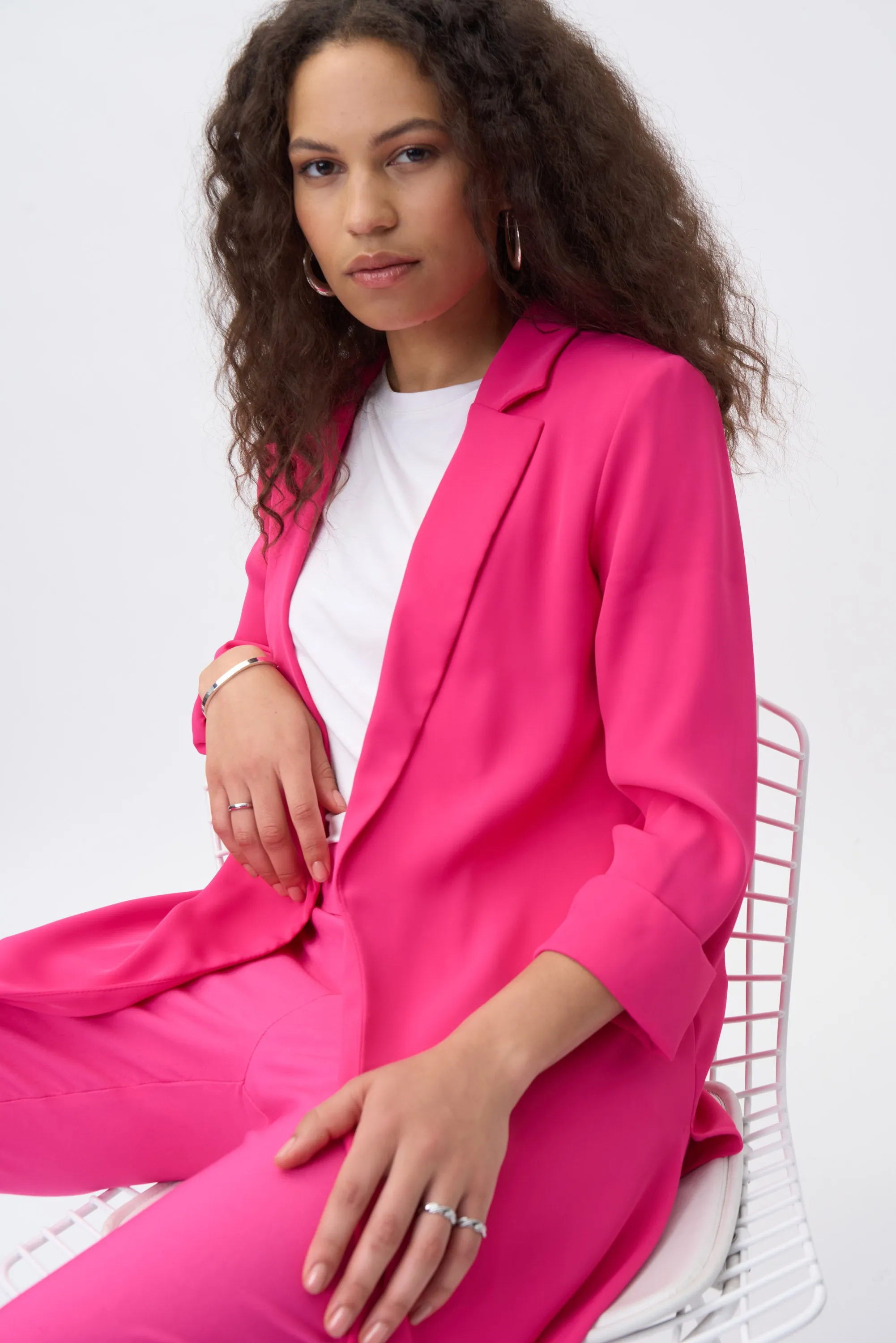 Flowy Twill Longline Blazer