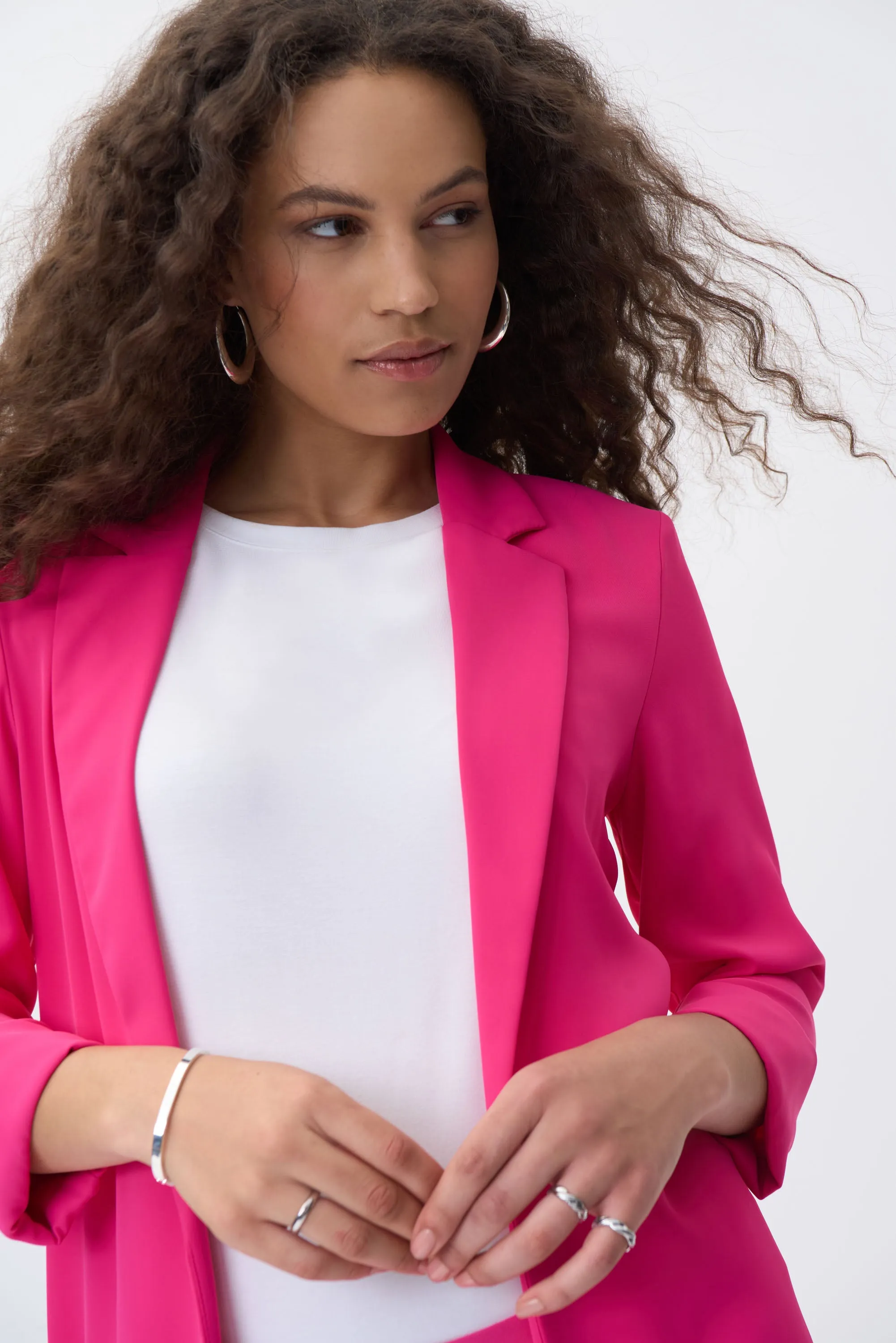Flowy Twill Longline Blazer