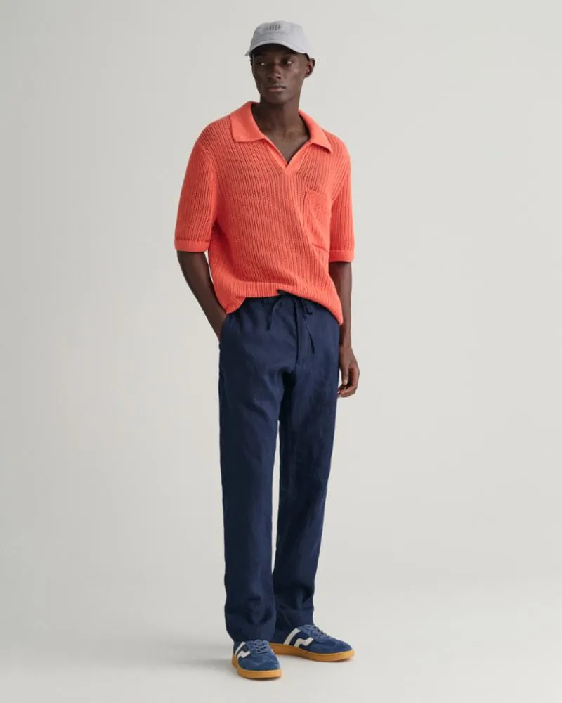 Gant Apparel Mens RELAXED LINEN DS PANTS 410/MARINE