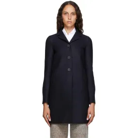 Harris Wharf London Navy Pressed Virgin Wool Coat