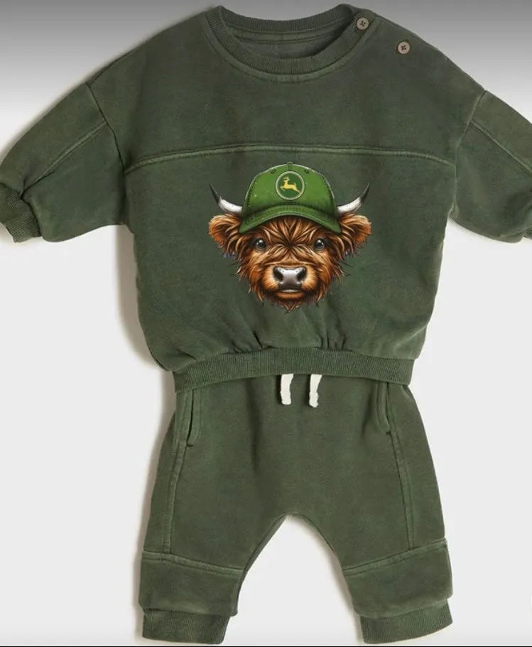 Highland Cow Design Baby Tracksuit