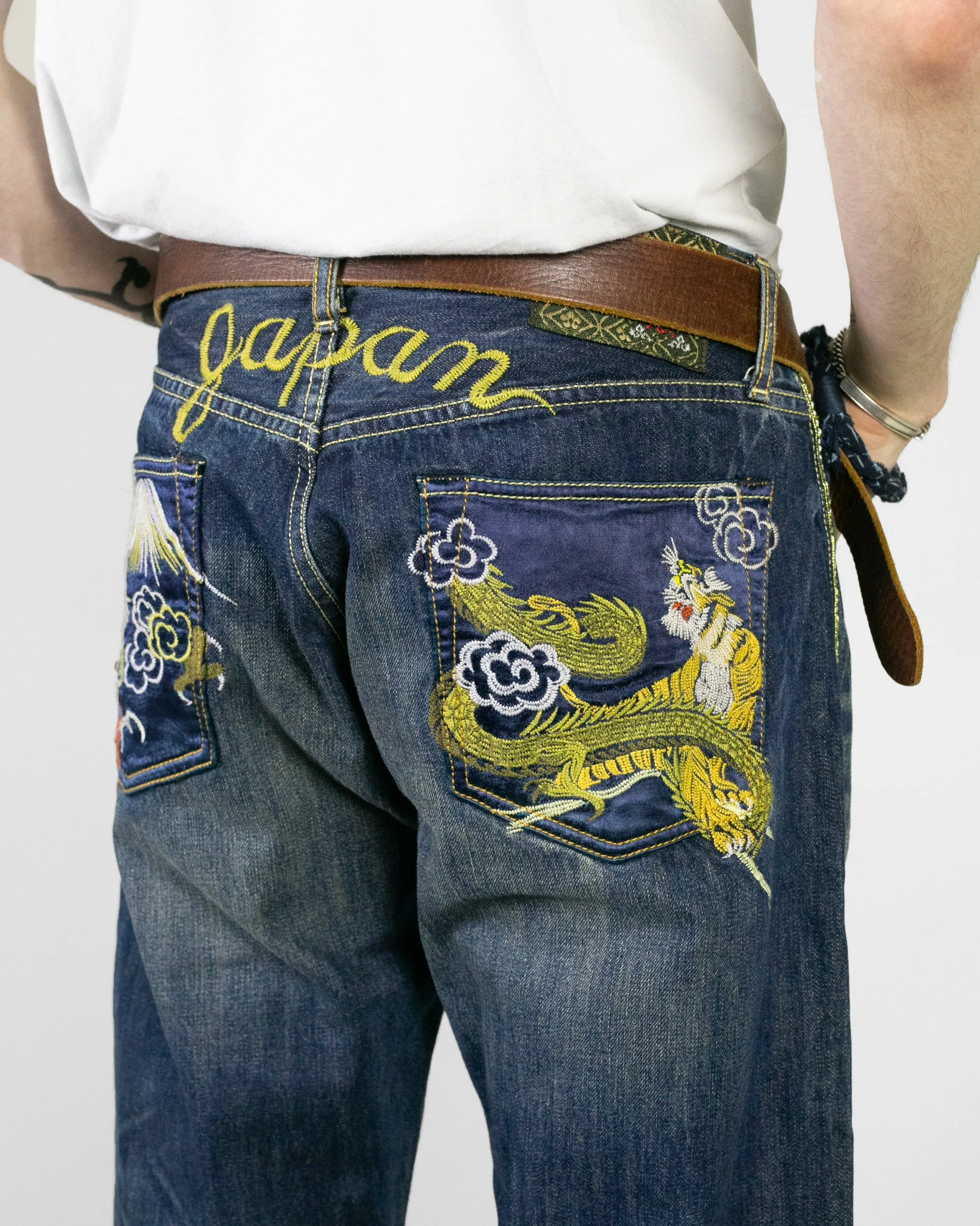 Japanese Repro Denim Jeans, Eternal, Tiger and Dragon Embroidery, Satin Pockets - 32