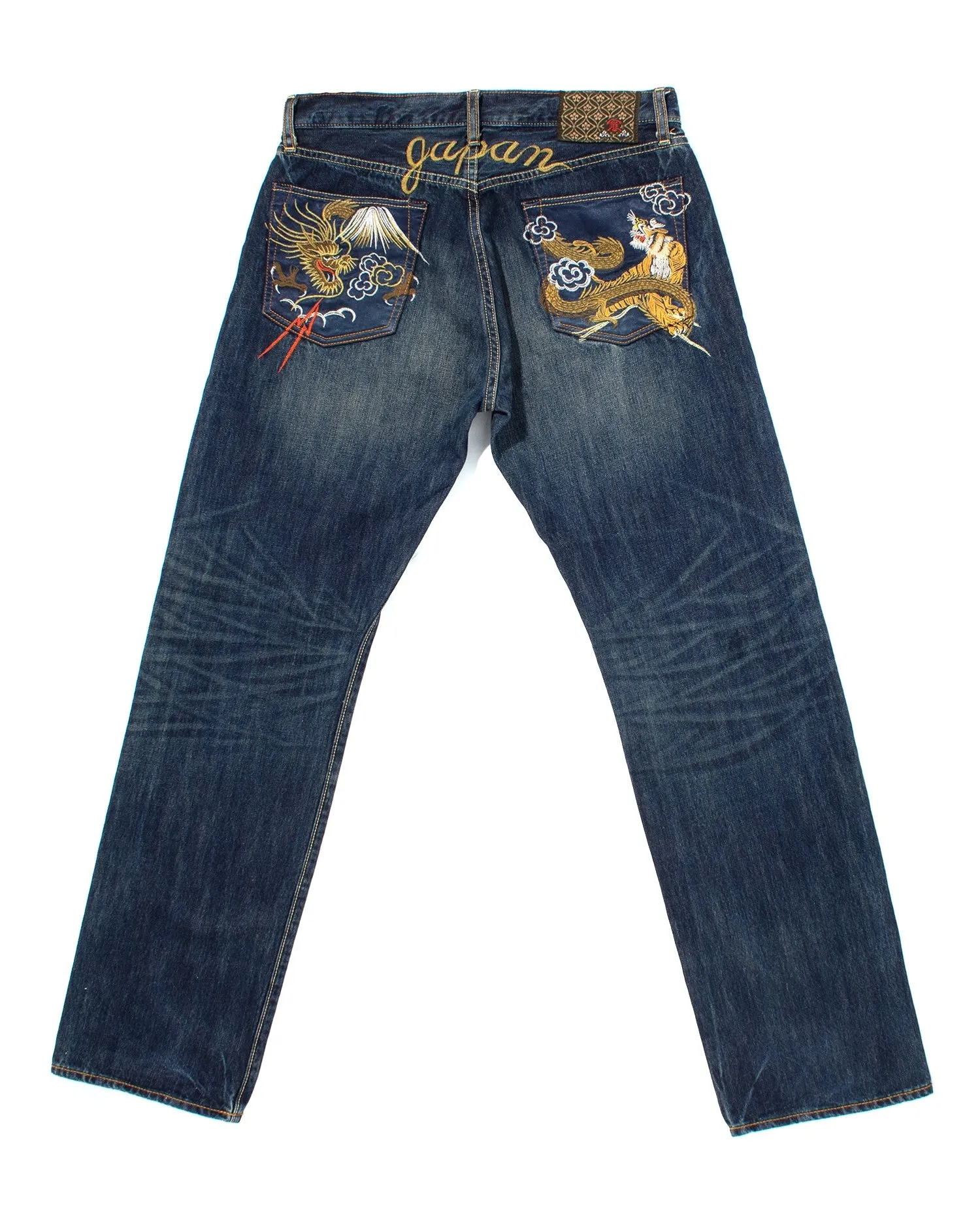 Japanese Repro Denim Jeans, Eternal, Tiger and Dragon Embroidery, Satin Pockets - 32