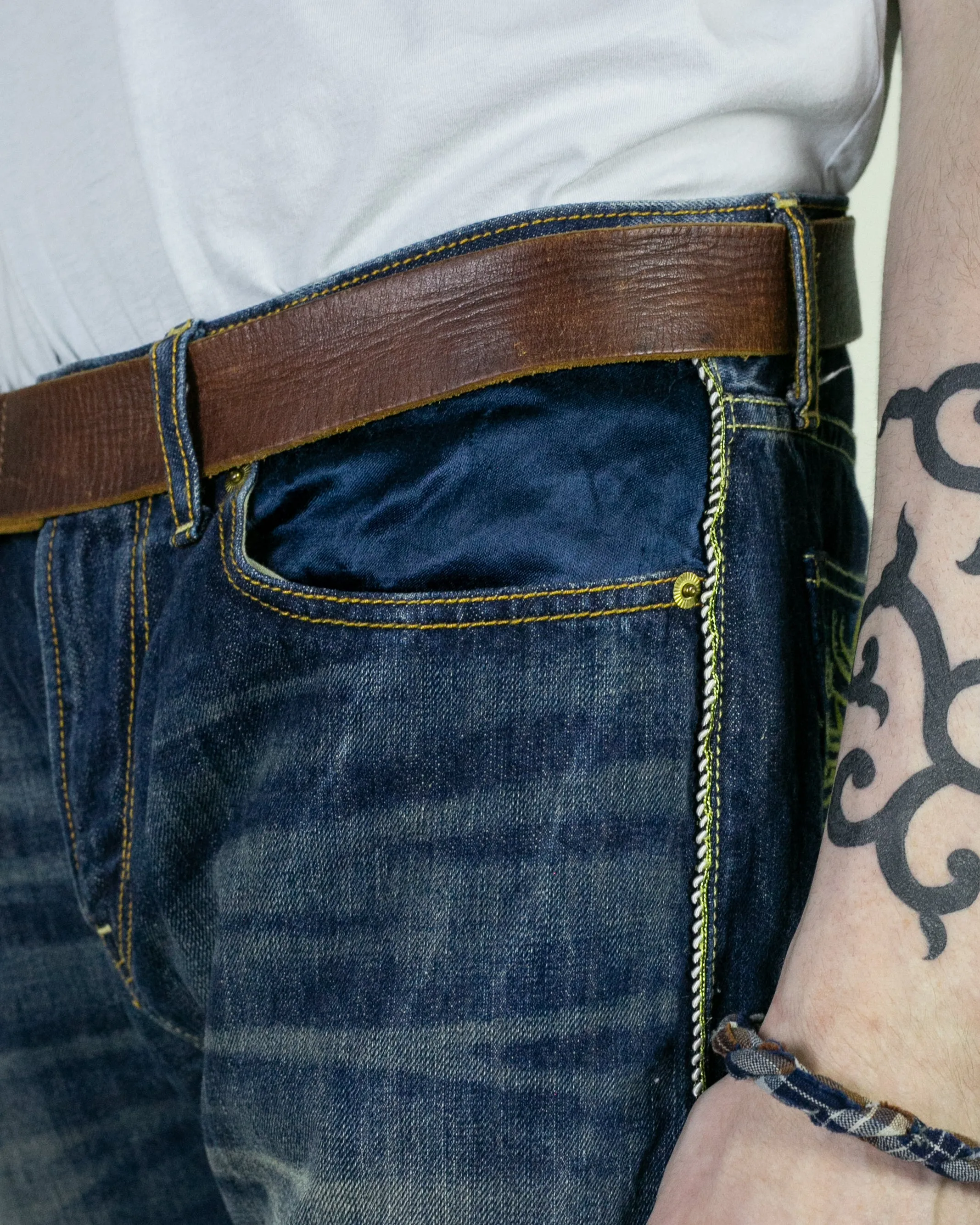 Japanese Repro Denim Jeans, Eternal, Tiger and Dragon Embroidery, Satin Pockets - 32