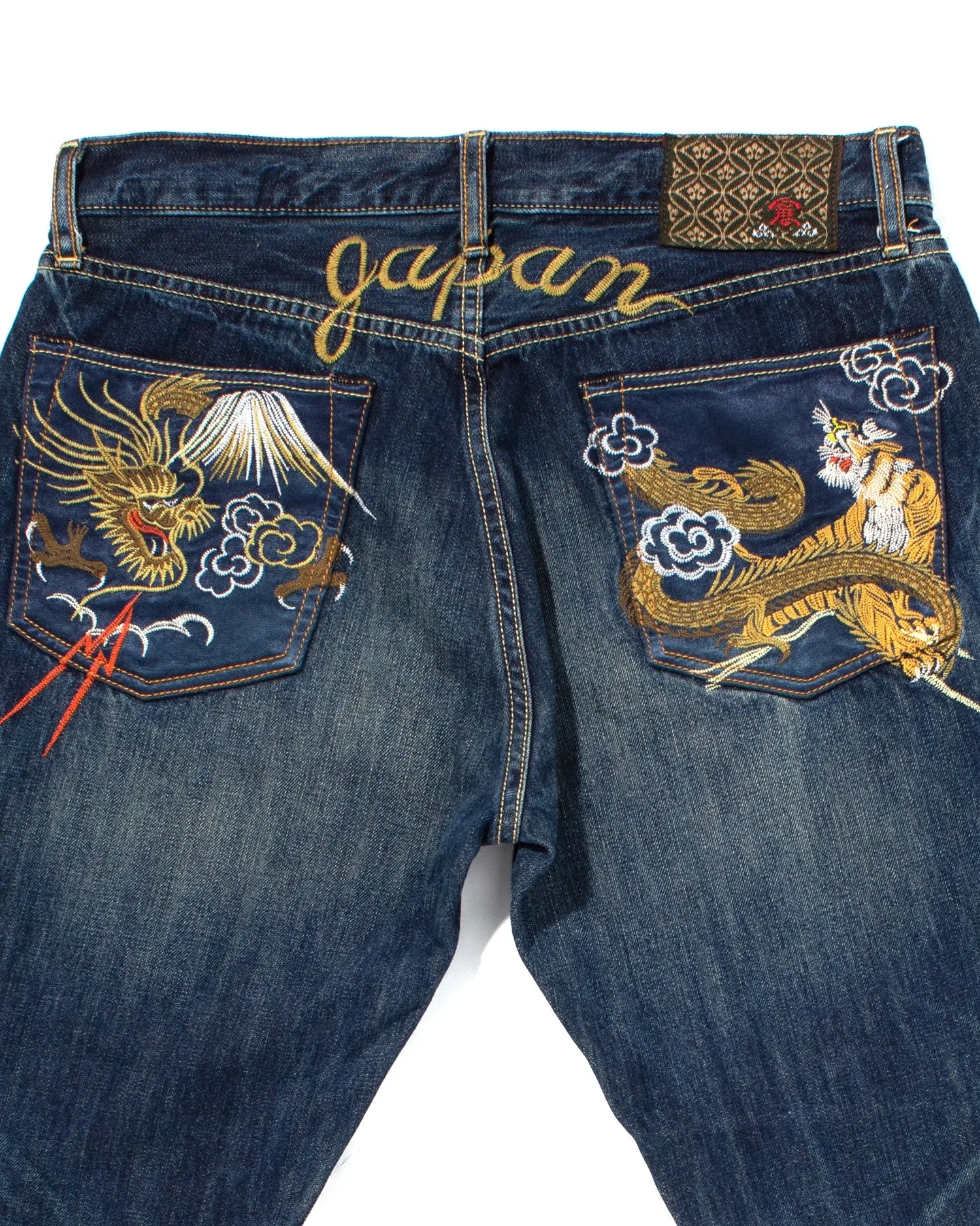 Japanese Repro Denim Jeans, Eternal, Tiger and Dragon Embroidery, Satin Pockets - 32