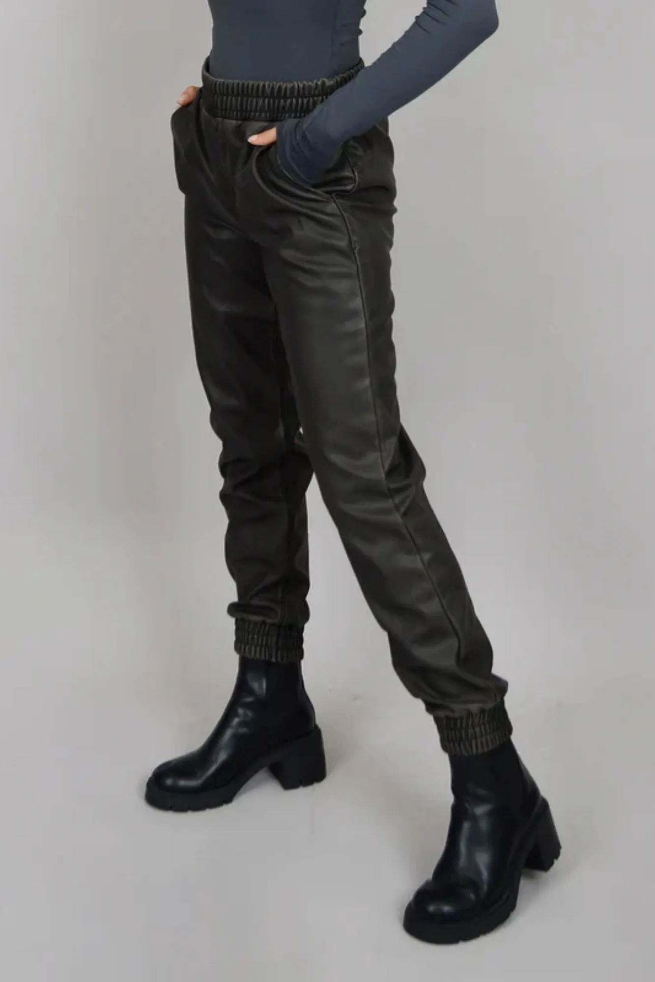 Jayly Faux Leather Jogger