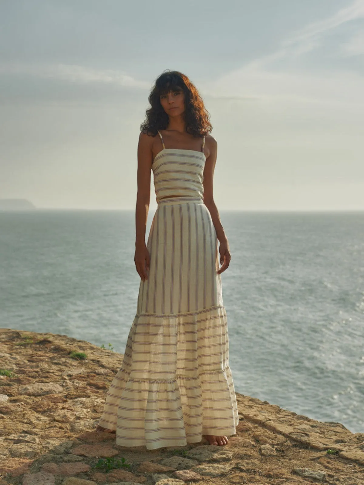 Julieta Linen Maxi Skirt | Lila Stripes