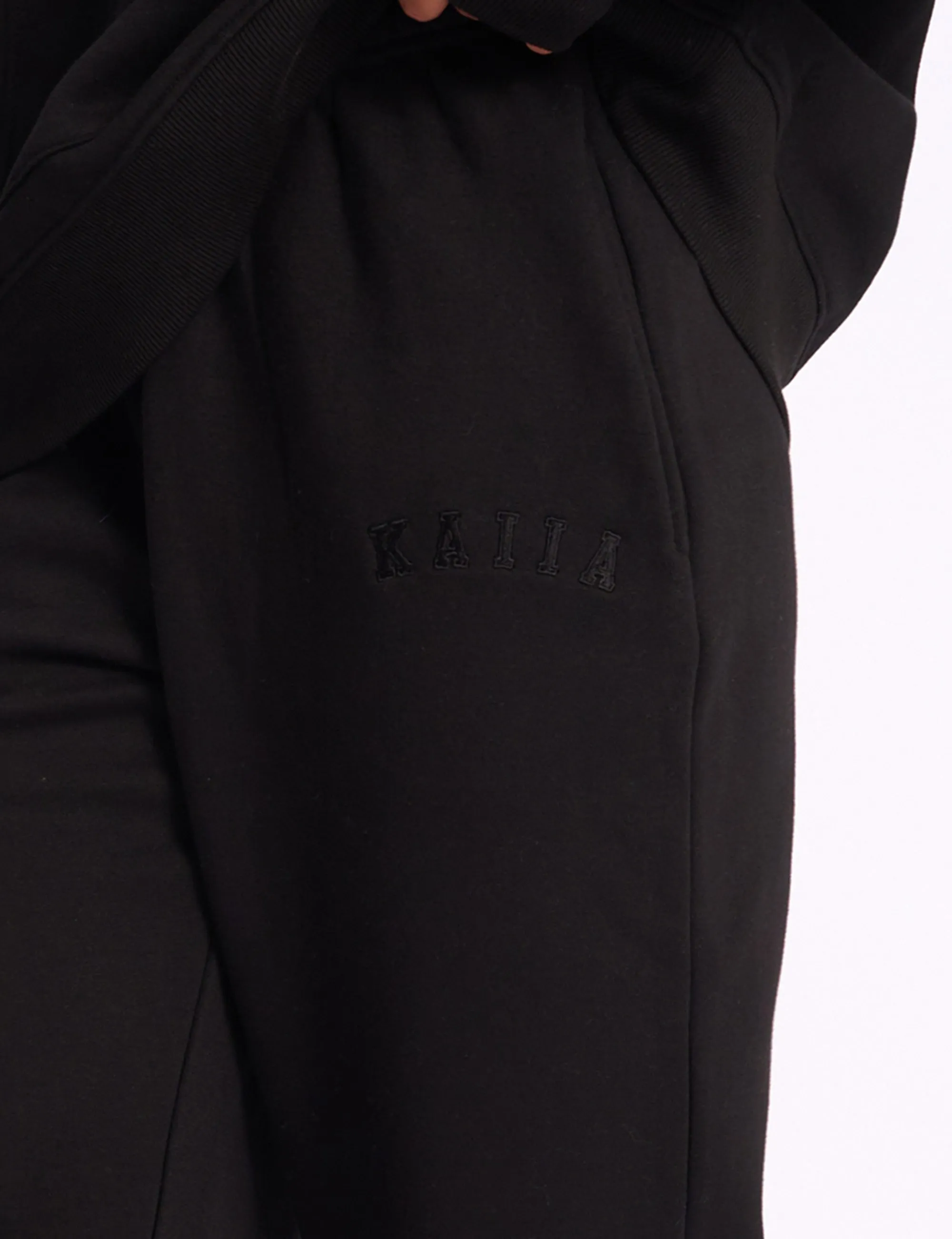 Kaiia Logo Cuffed Joggers Black On Black