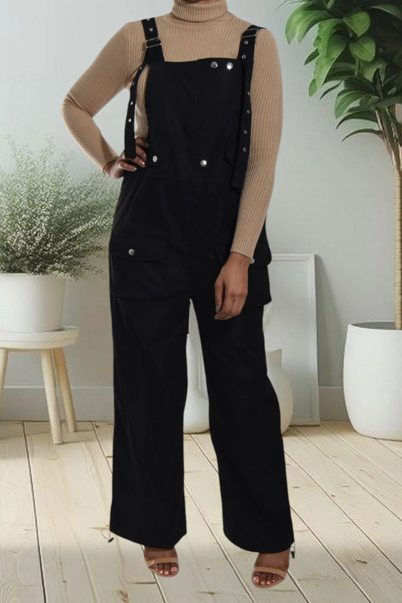 Ladies Black Overall Jumpsuit