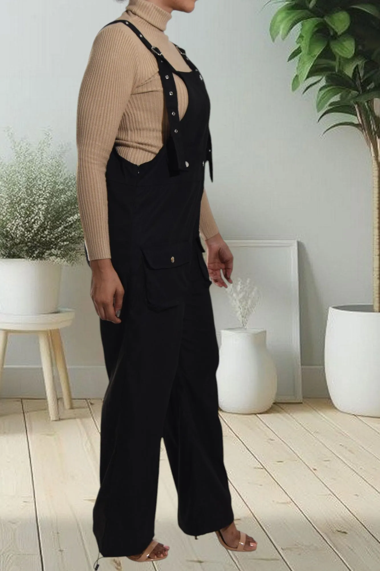 Ladies Black Overall Jumpsuit