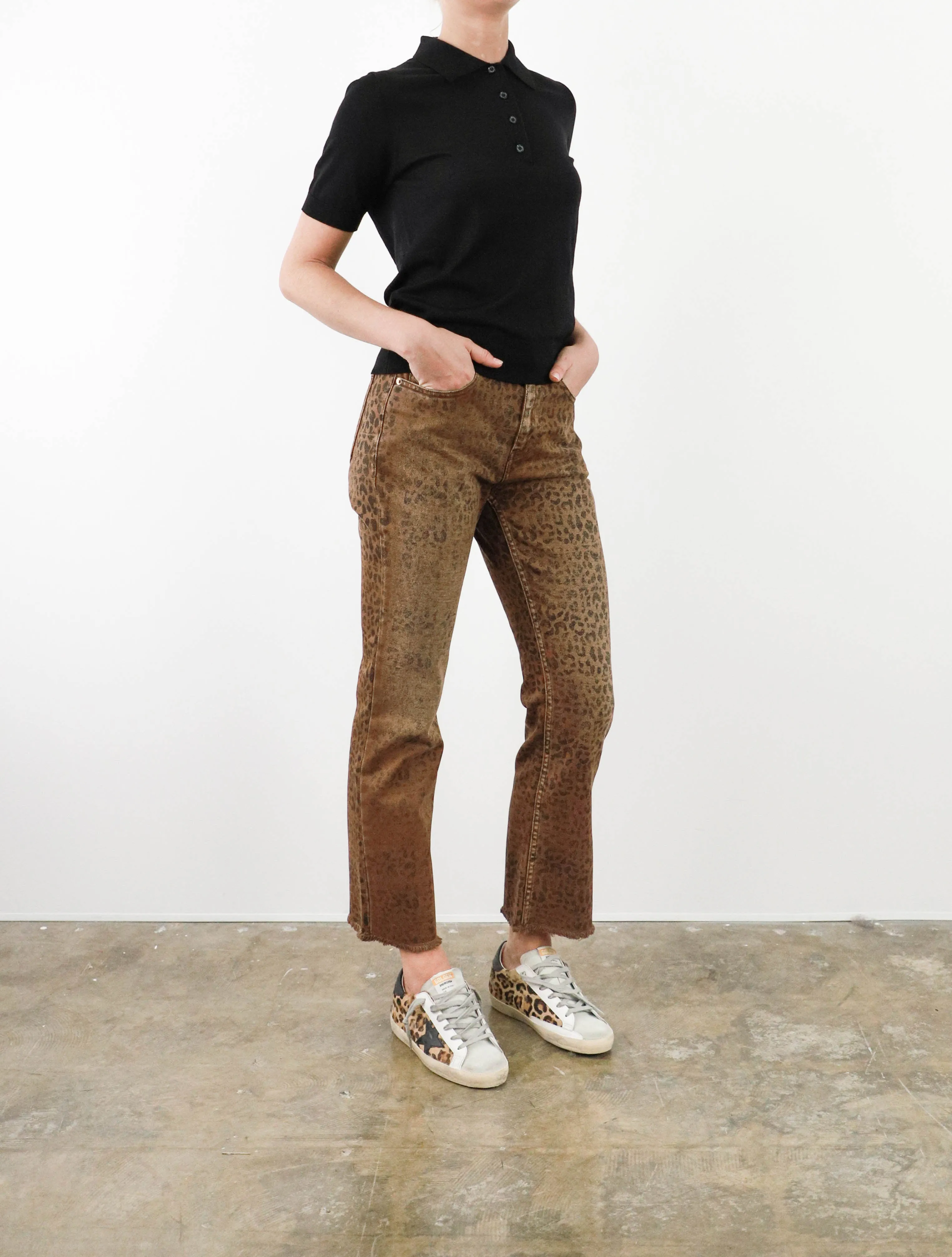 Leopard Deryn Cropped Flare Jeans