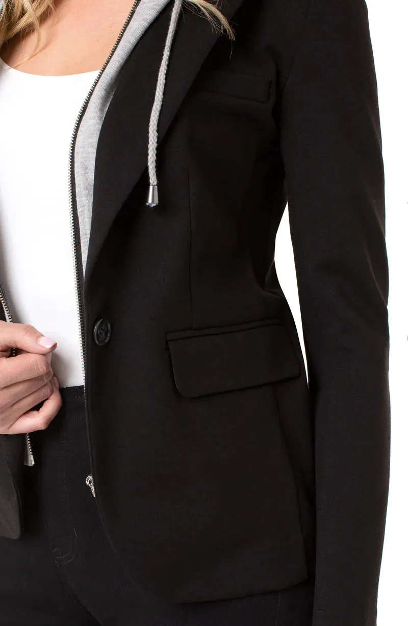 Liverpool Boyfriend Blazer with Removable Hood - Black