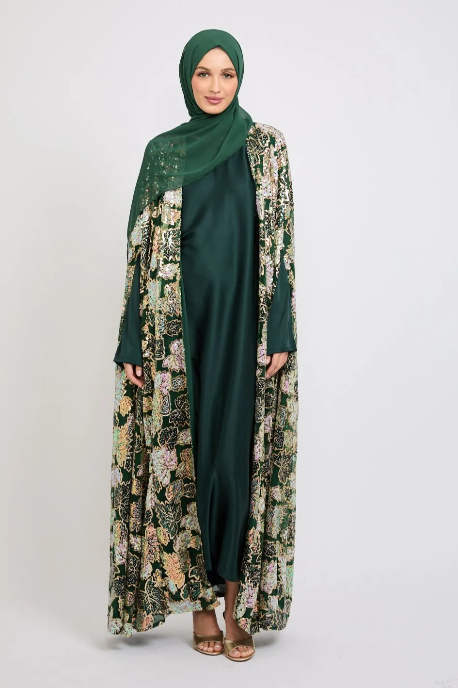 Luxury Sequin Cape - Forest Green - LIMITED EDITION