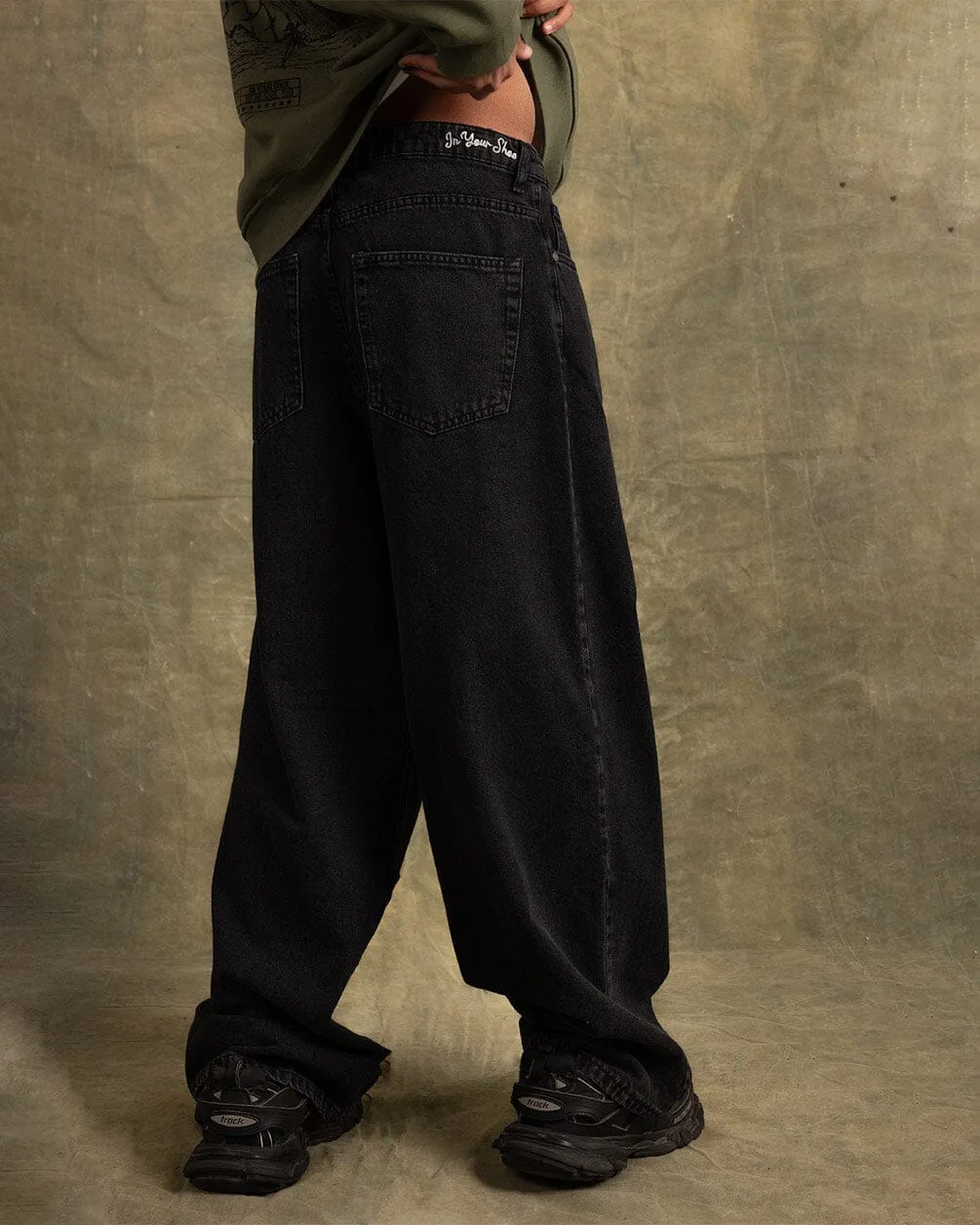 Male Black Washed Skater Jeans