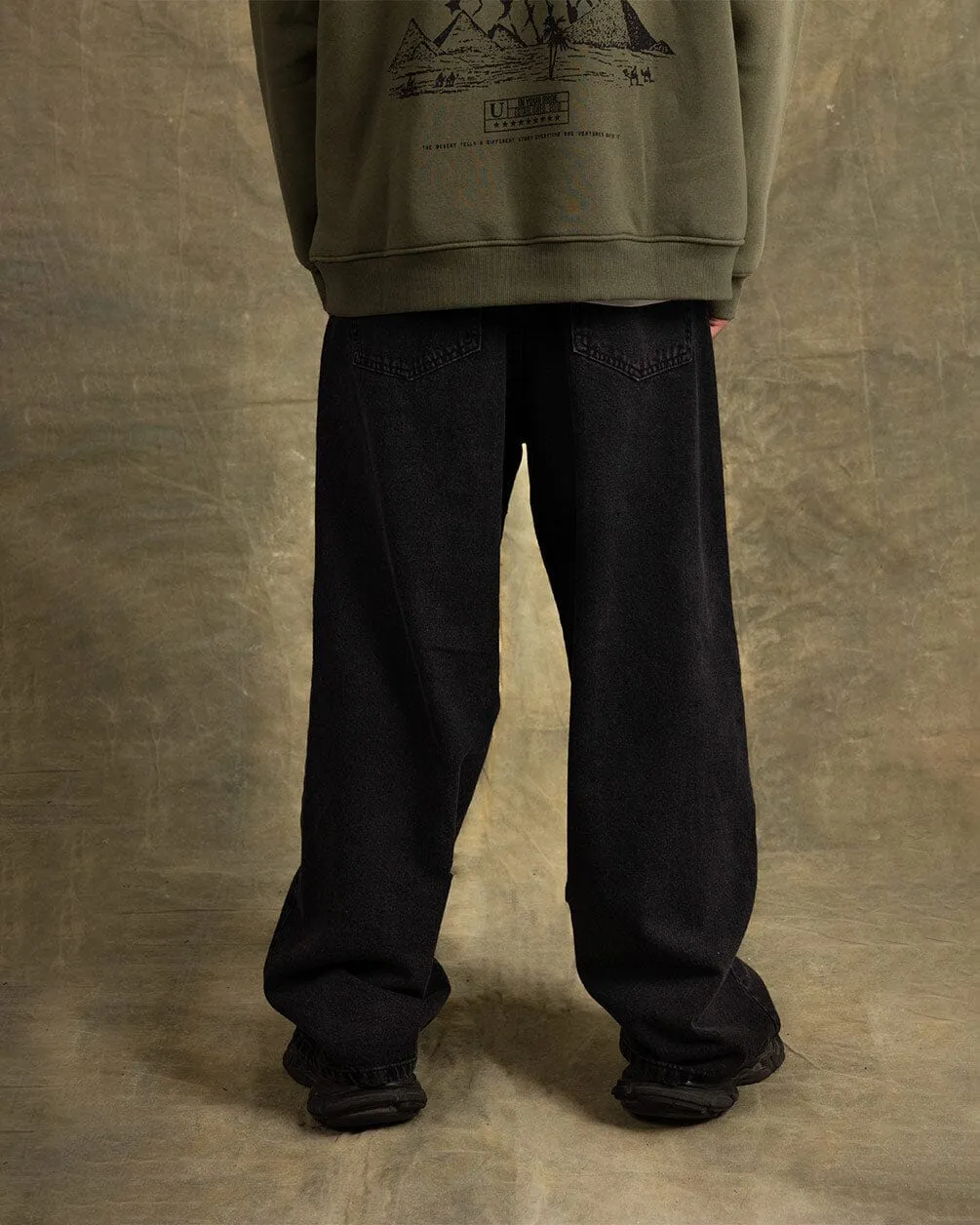 Male Black Washed Skater Jeans