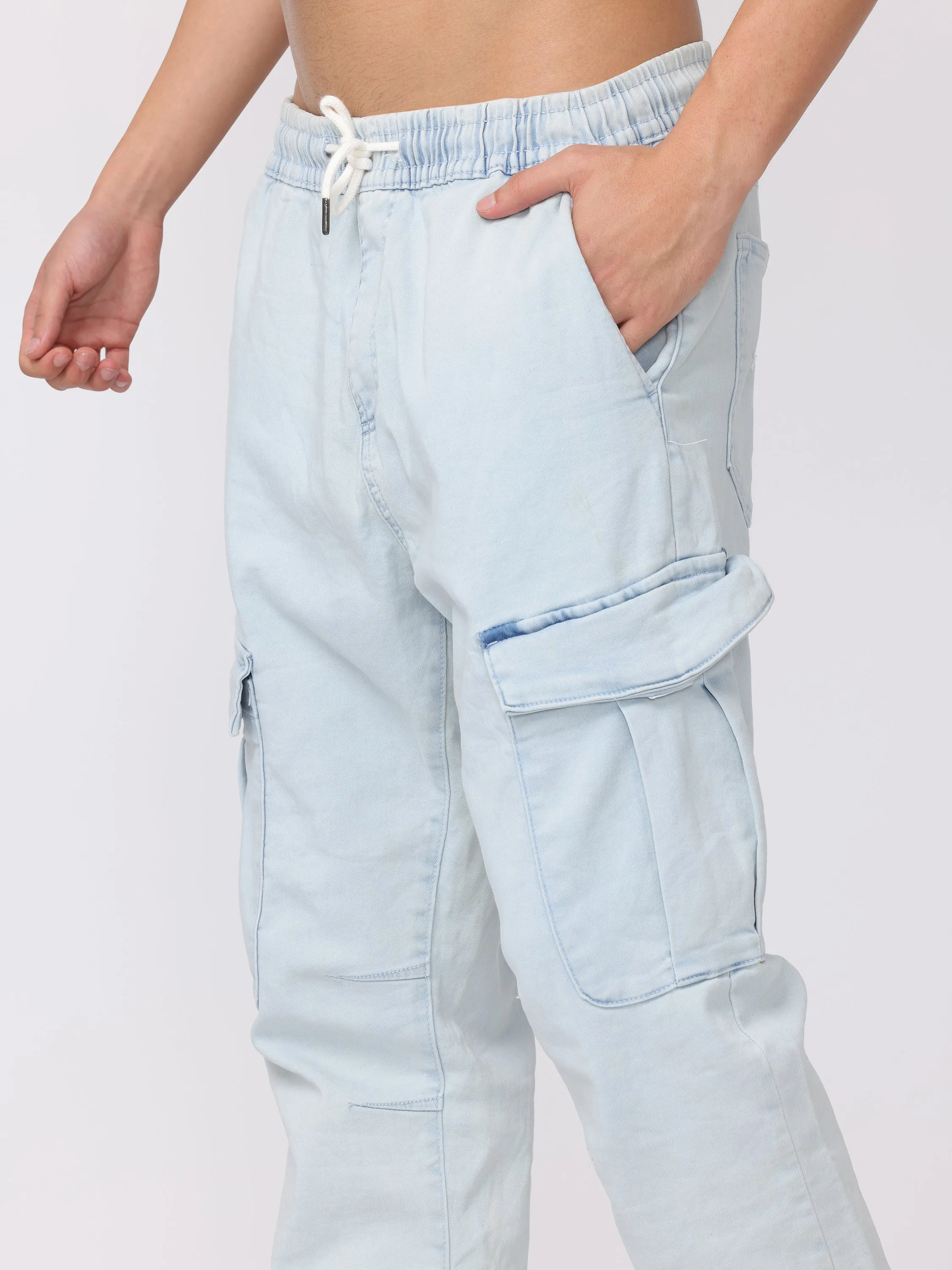 Men Light Blue Comfort Fit Joggers