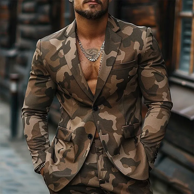 Men's Camouflage Print Button Blazer 41016583X