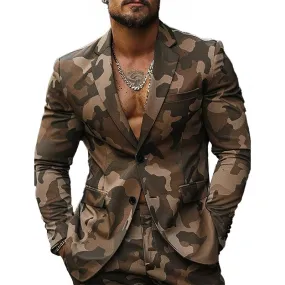 Men's Camouflage Print Button Blazer 41016583X