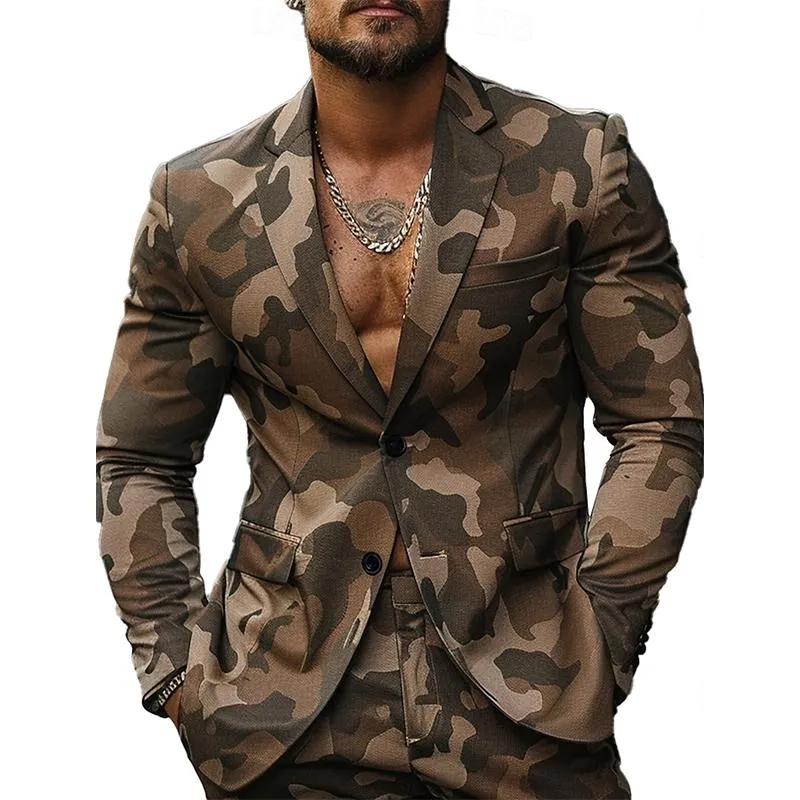 Men's Camouflage Print Button Blazer 41016583X