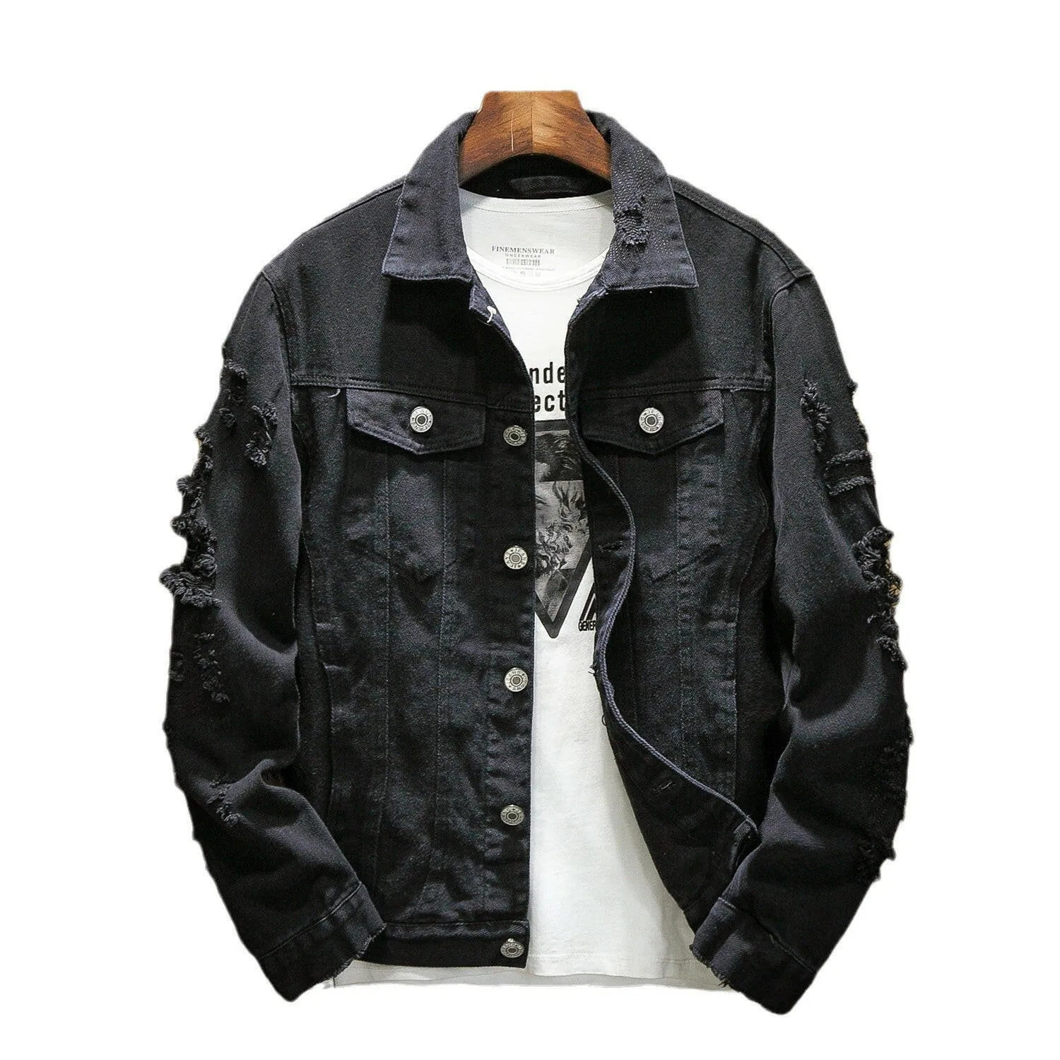 Men's denim jacket casual single breasted cardigan jacket