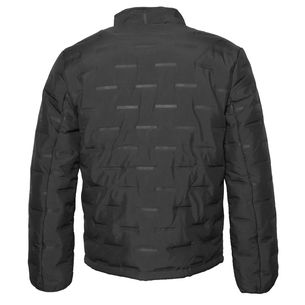 Mens Puffer Zipper Jacket Warm Lining Mechanical Stretch Zip Front Pockets