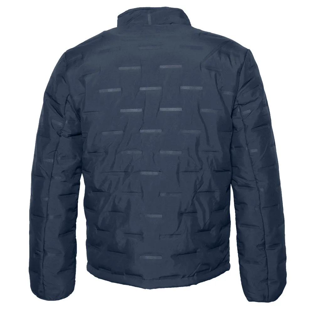 Mens Puffer Zipper Jacket Warm Lining Mechanical Stretch Zip Front Pockets