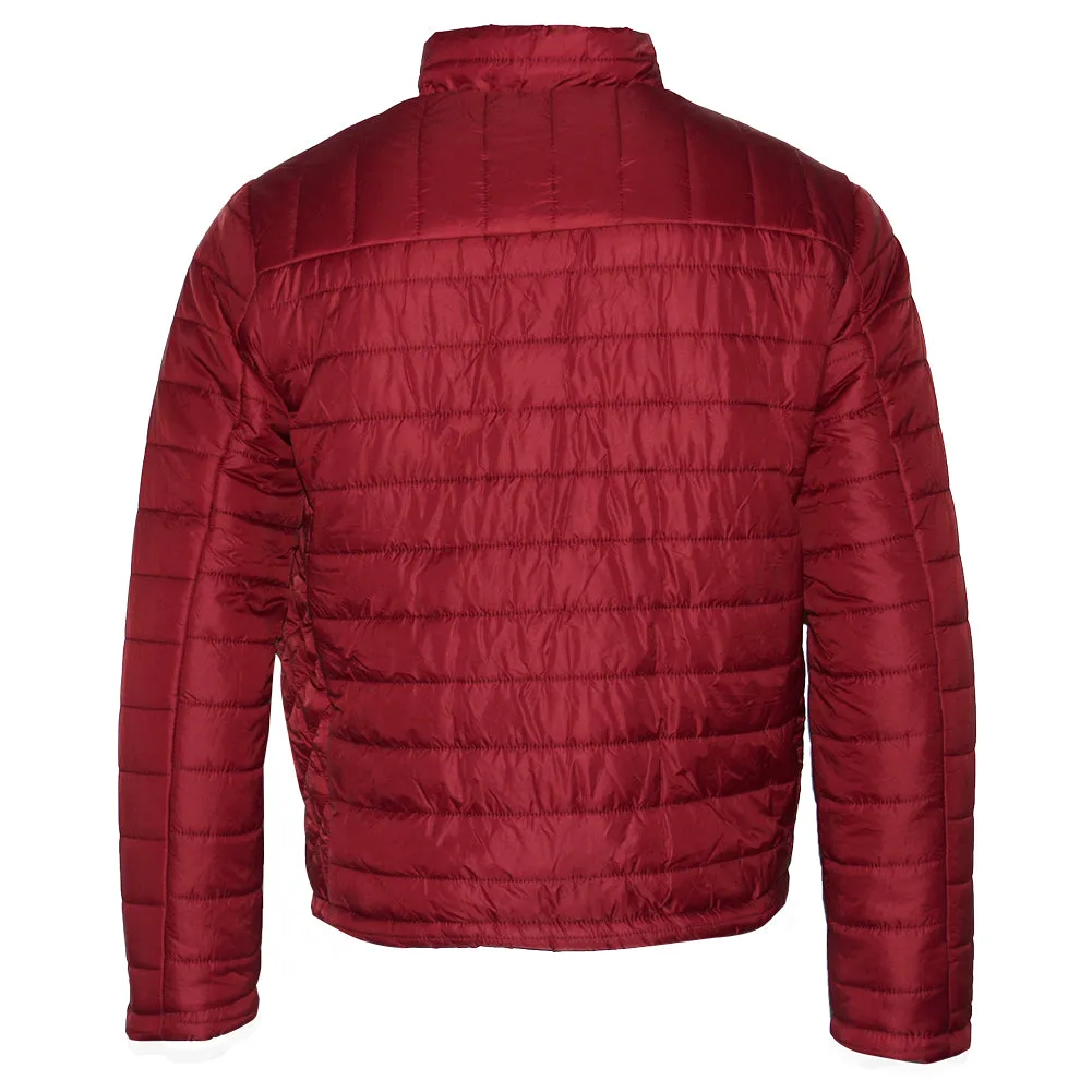 Mens Zip Puffer Jacket Side Pockets Zipper Polyester Slim Fit