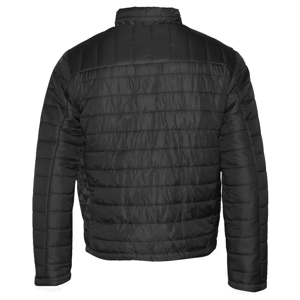 Mens Zip Puffer Jacket Side Pockets Zipper Polyester Slim Fit
