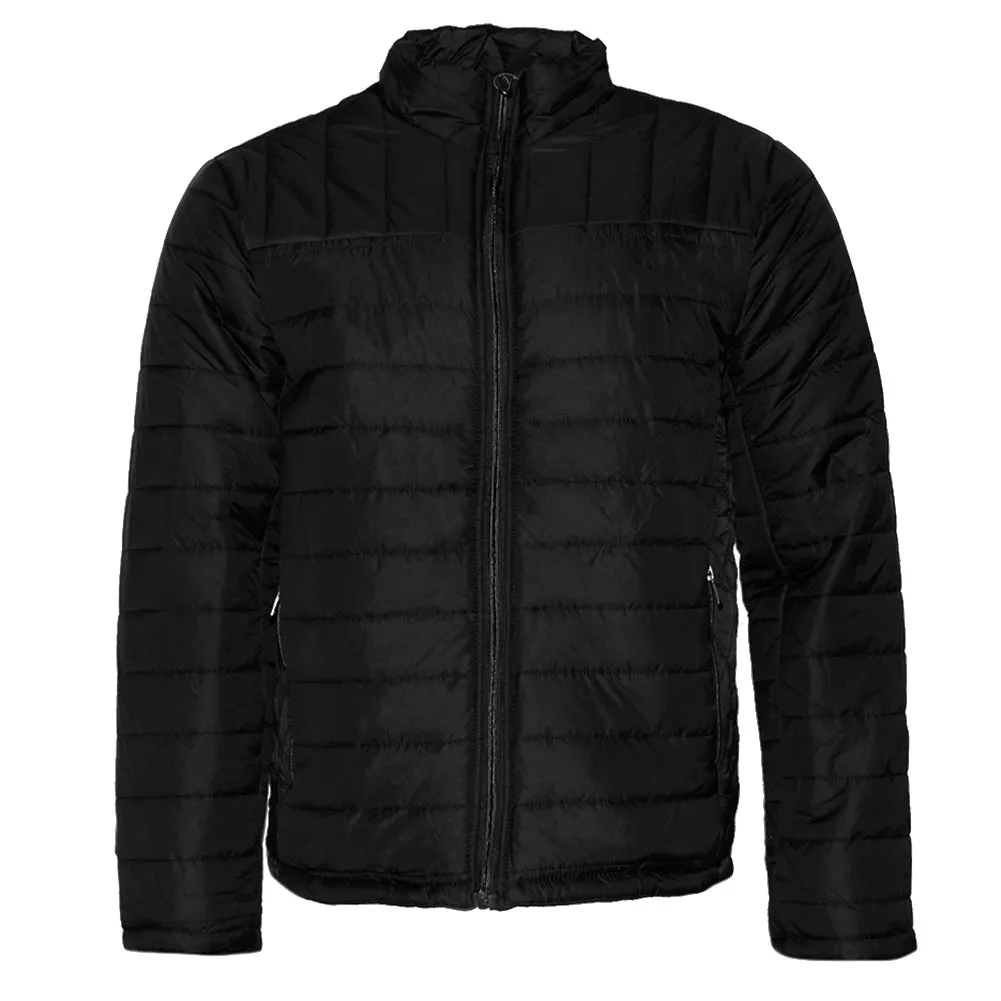 Mens Zip Puffer Jacket Side Pockets Zipper Polyester Slim Fit