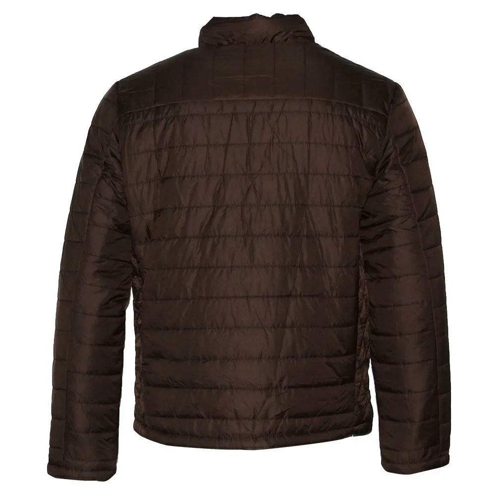 Mens Zip Puffer Jacket Side Pockets Zipper Polyester Slim Fit