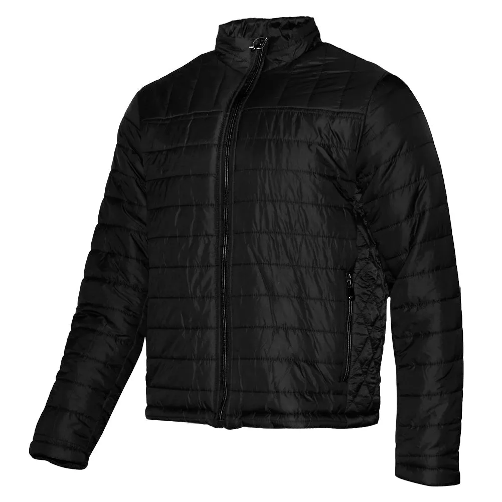 Mens Zip Puffer Jacket Side Pockets Zipper Polyester Slim Fit