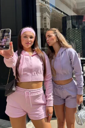 Naomi lilac cropped jacket and shorts
