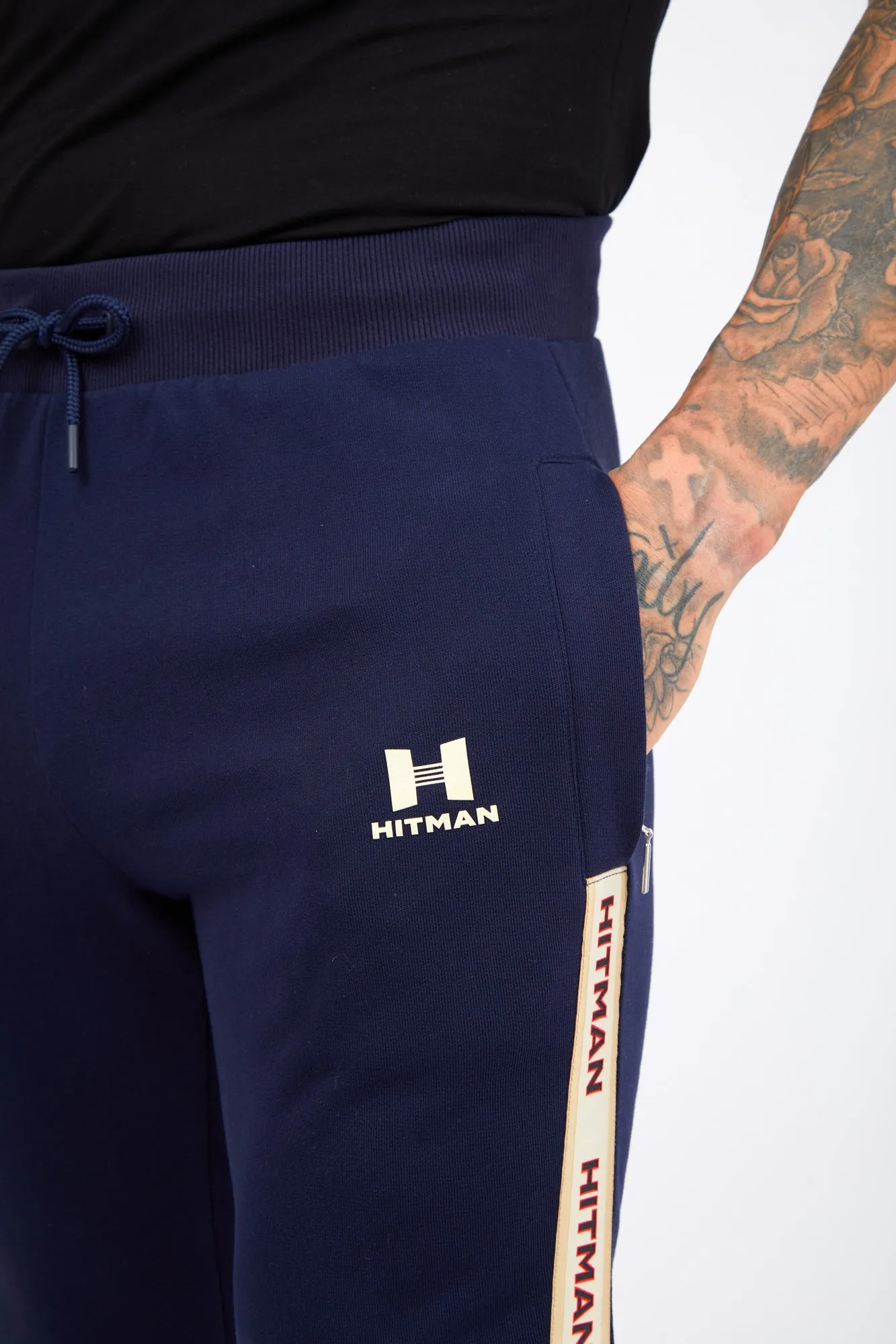 NAVY - JOGGERS- CREAM TAPE