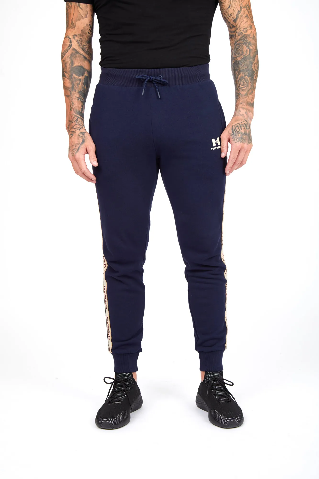 NAVY - JOGGERS- CREAM TAPE