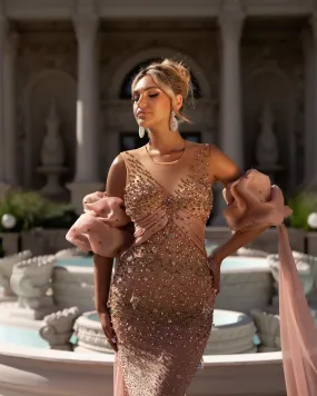 Nea Cape Dress Embellished with Stones