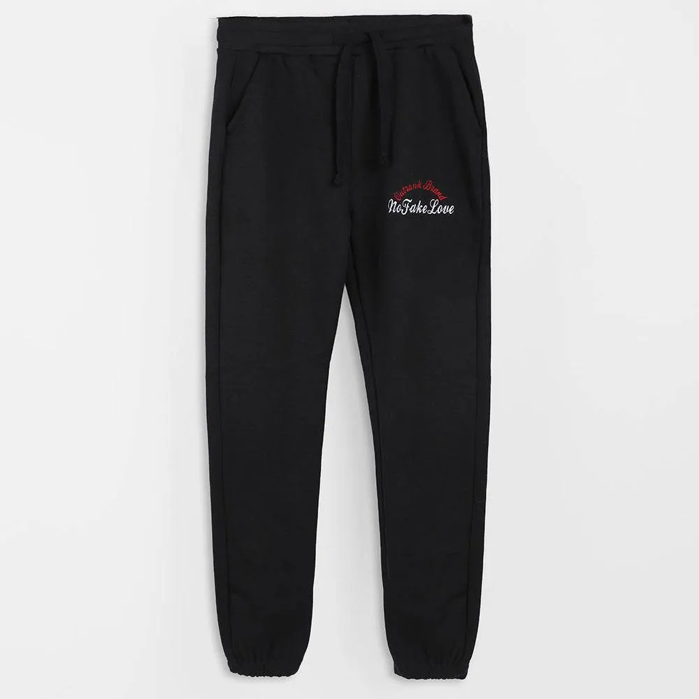No Fake Love Embroidered Joggers