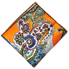 Orange Paisley Pocket Square
