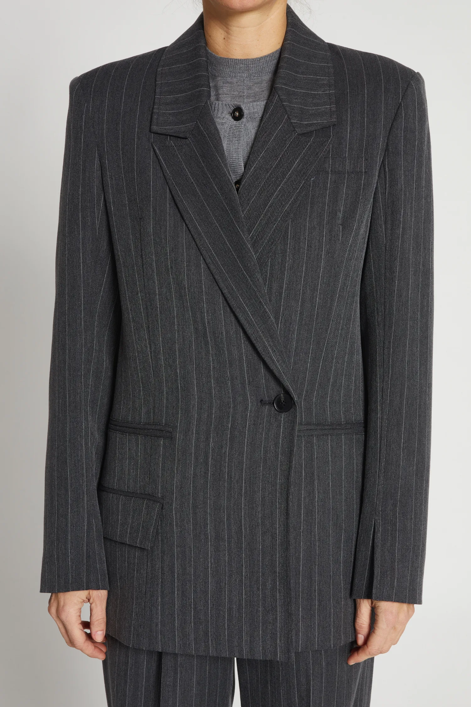 Oxford Pinstripe Blazer, Grey