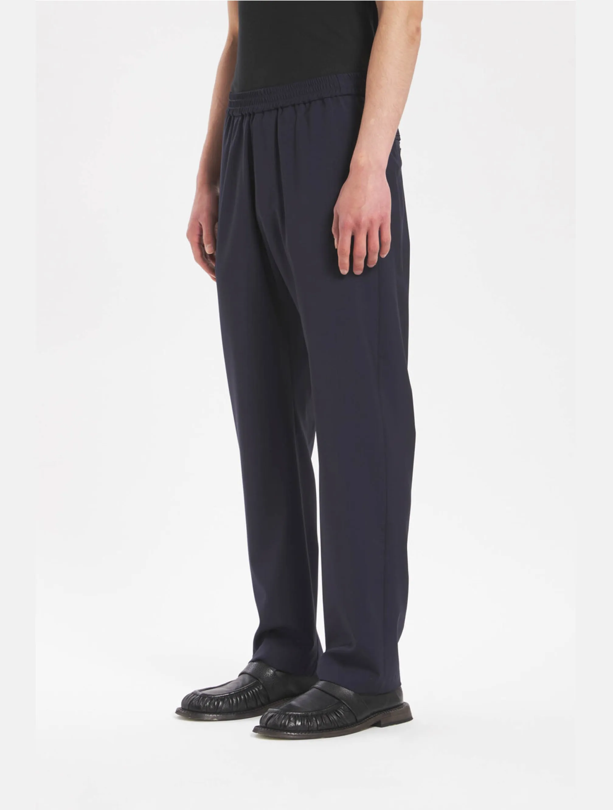 Pantaloni in Fresco Lana con Coulisse Blu