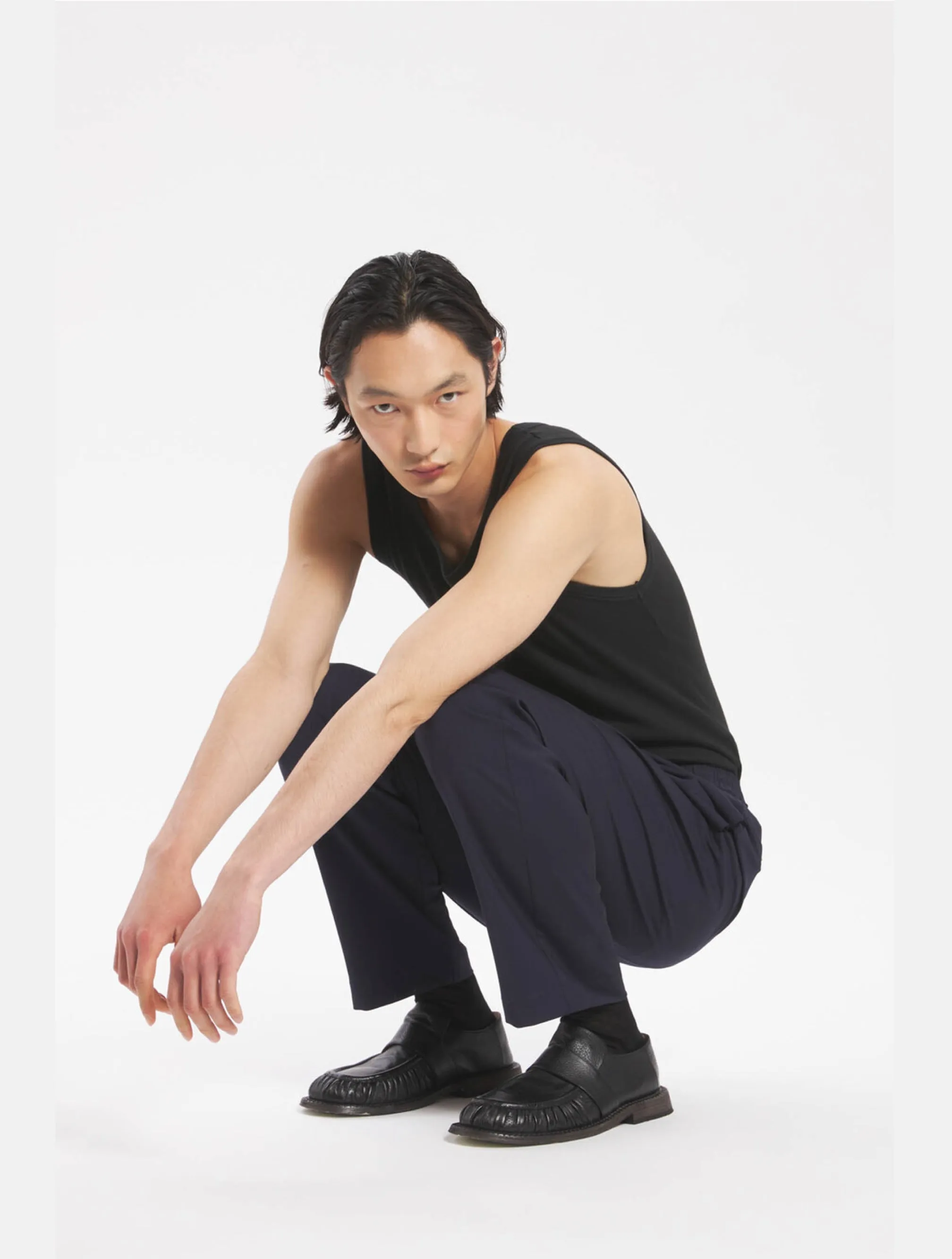 Pantaloni in Fresco Lana con Coulisse Blu