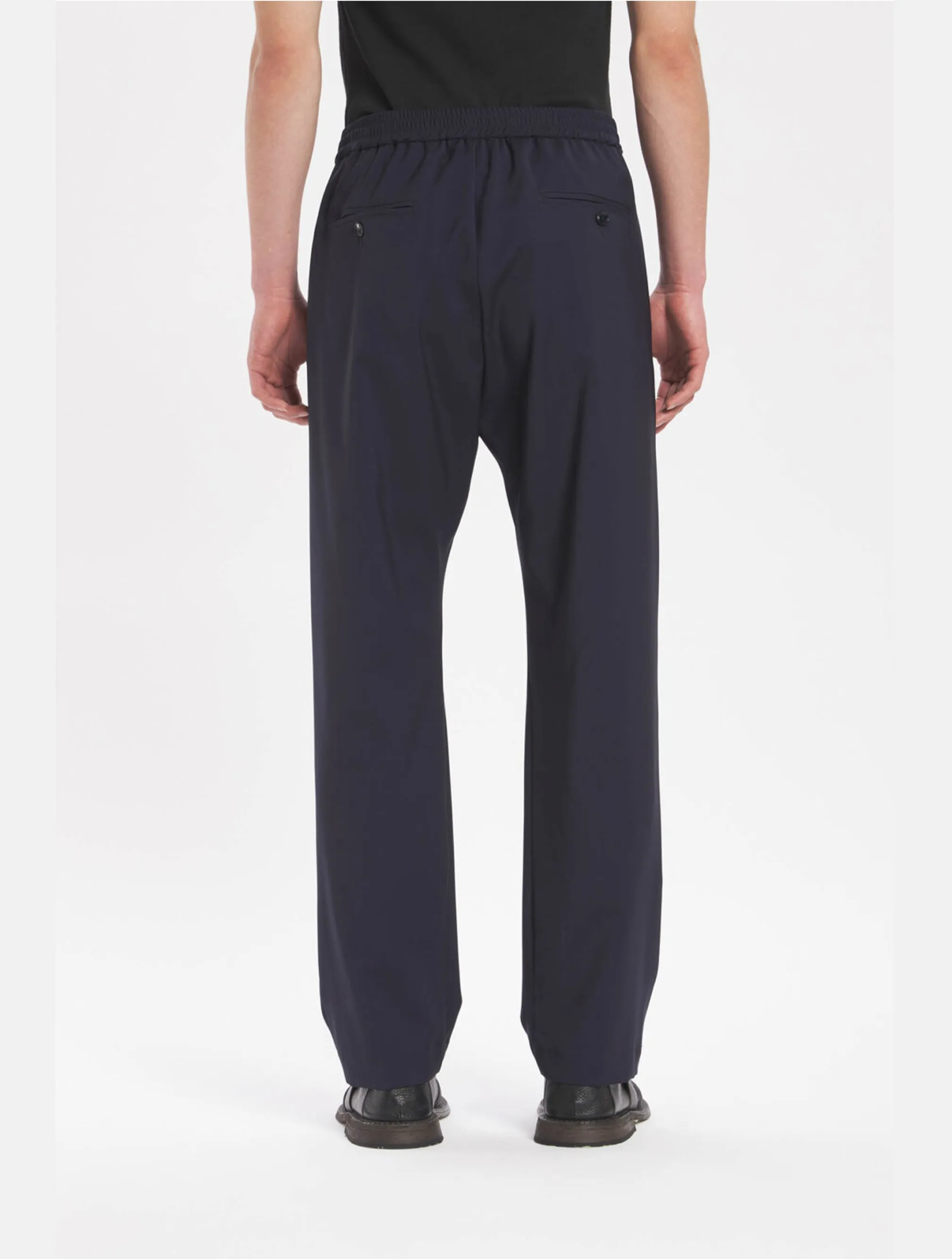 Pantaloni in Fresco Lana con Coulisse Blu