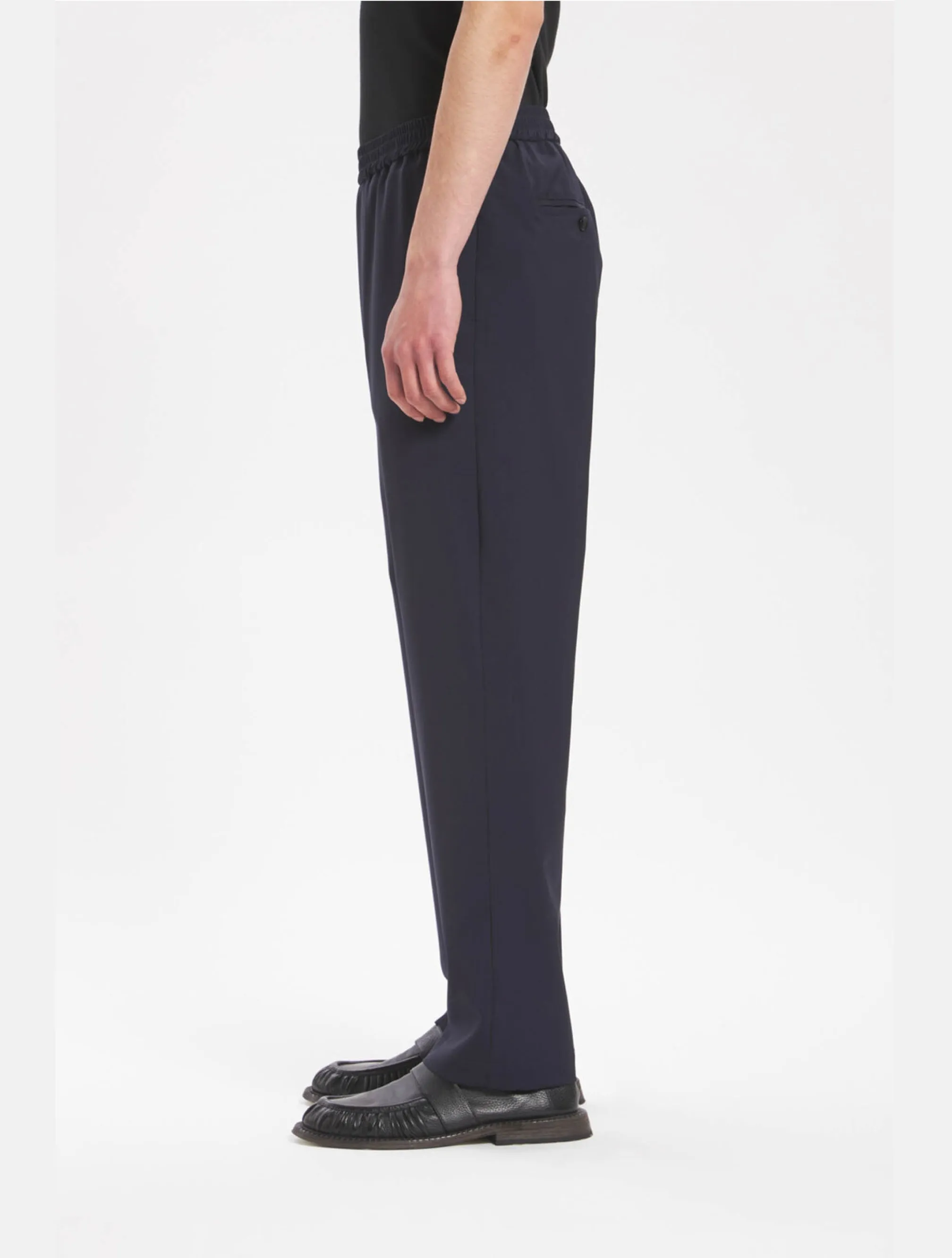 Pantaloni in Fresco Lana con Coulisse Blu
