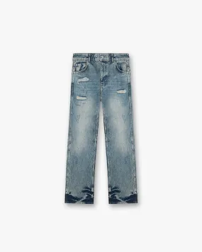 R3 Distressed Baggy Denim - Blue Cream