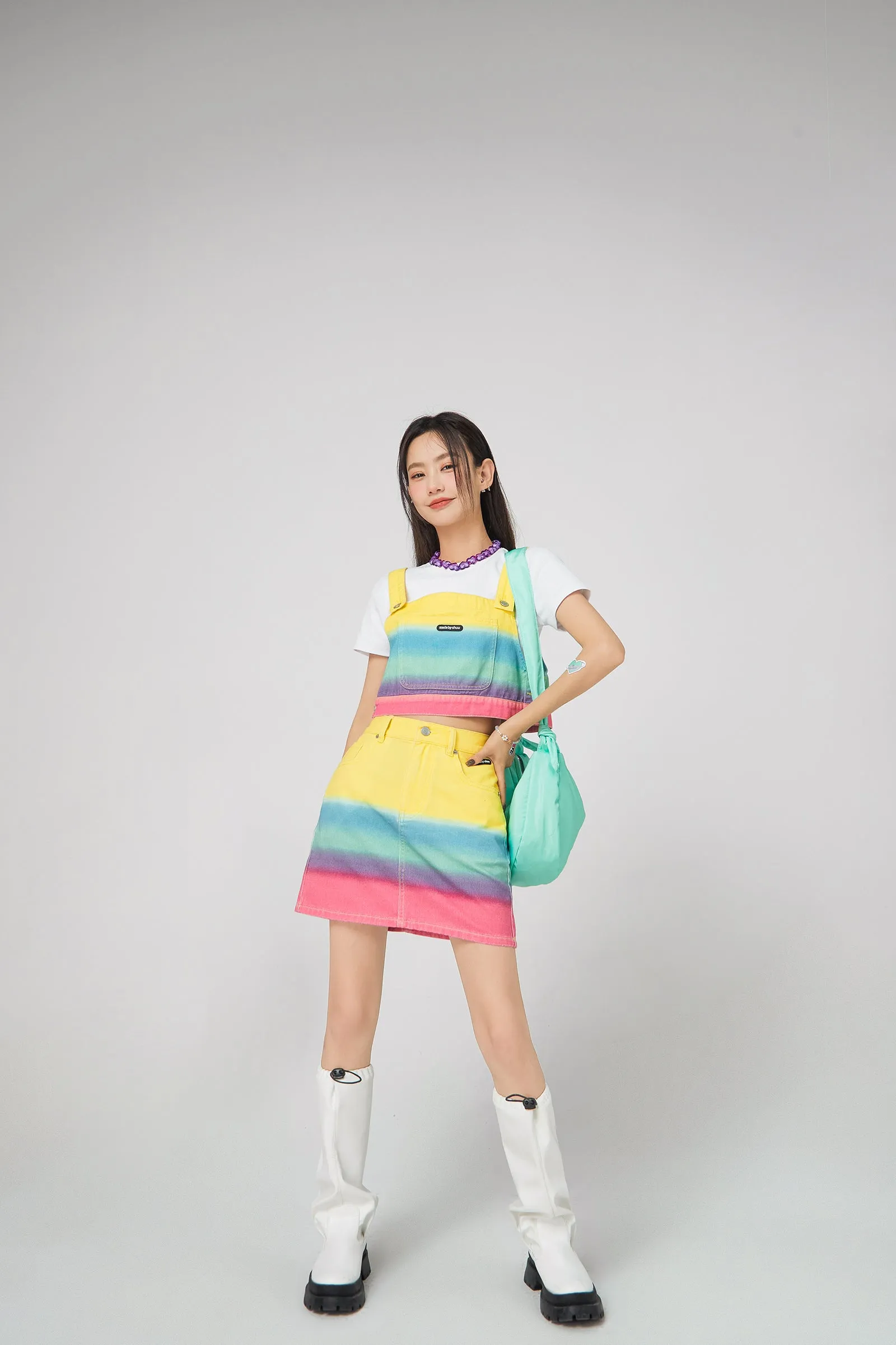 Rainbow Cropped Overall Top
