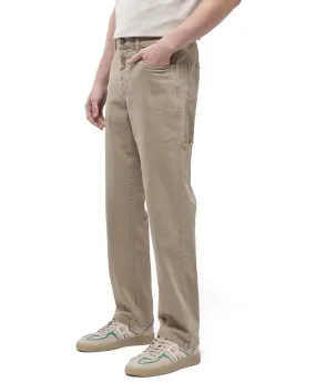 Rare Rabbit Men Arni Khaki Cotton Viscose Garment Dyed Fabric Carpenter Fit Plain Denim Pant